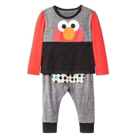 Isaac Mizrahi Sesame Street Elmo Infant Cotton Top Pants Set Comfy Sz 3-6 Months - Picture 1 of 8